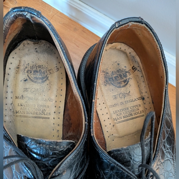 Made in England Vintage 80s Dr Marten Leather Croc Embossed Pointed Toe - Picture 2 of 5